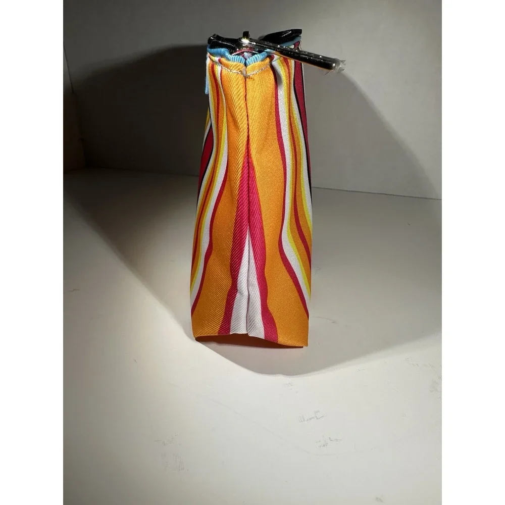 Clinique Cosmetic Pouch – Multicolor Striped Makeup Bag Chic Colorful